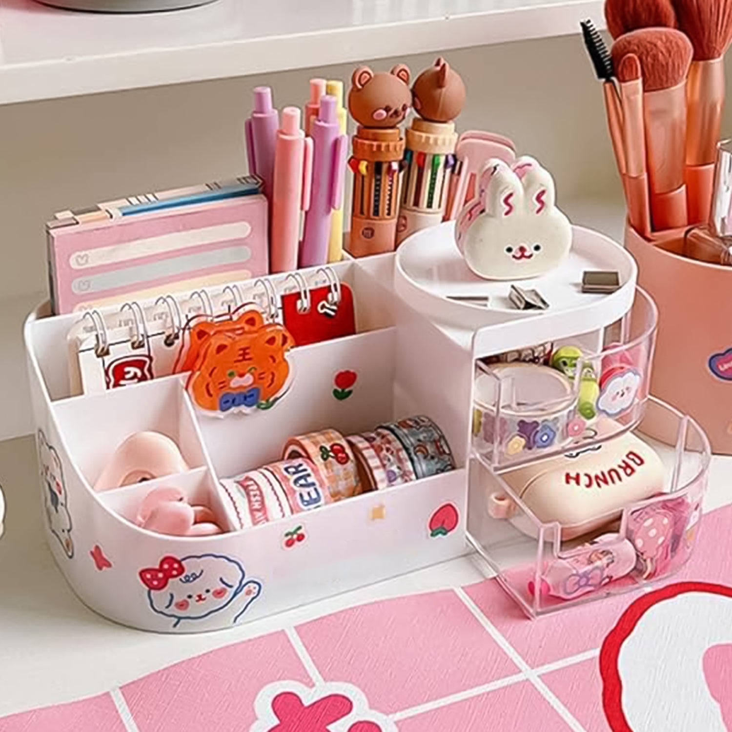 02_6bb795d2-41f3-44a7-8fdf-90bdc4f48050.jpg Multi-Functional Plastic Vanity Storage Box ?Organizer for Makeup, Toiletries & Desk Essentials - Image 1