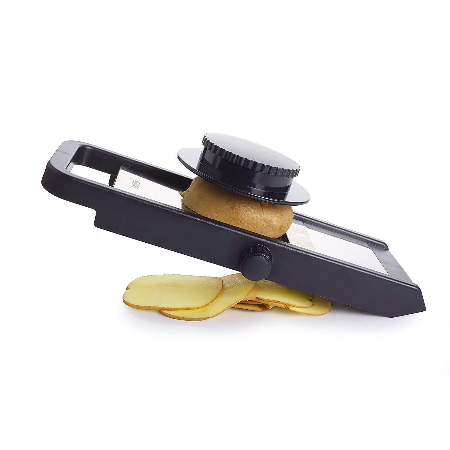 03_9b026a82-d934-4bab-ae09-9c27741e5ca2.jpg Adjustable Plastic Slicer, 1-Piece, Black / Silver - Image 1