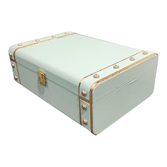 31KzIO-SRhL.jpg Jewelry Box Organizer for Women ?Luxury Storage Box , Lockable Display Case for Rings, Necklaces, Watches & Accessories Availabel in Black, Red,Pink,Golde ,White (White) - Image 1