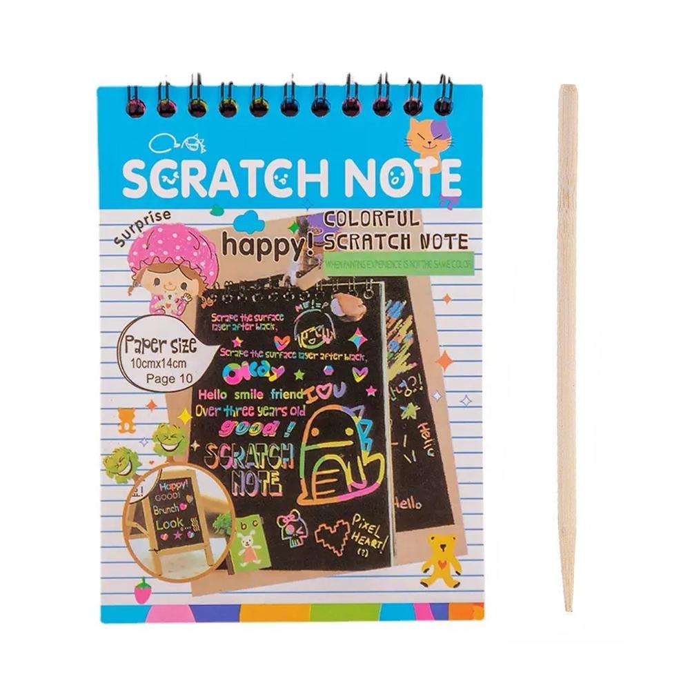 4609_scratch_book_1pcs-1.jpg Rainbow Art Scratch Paper Crafts Book 10 Pages of Fun and Scratch Art Activities for Children Exciting Craft Kit, Pack of 1 - Image 1