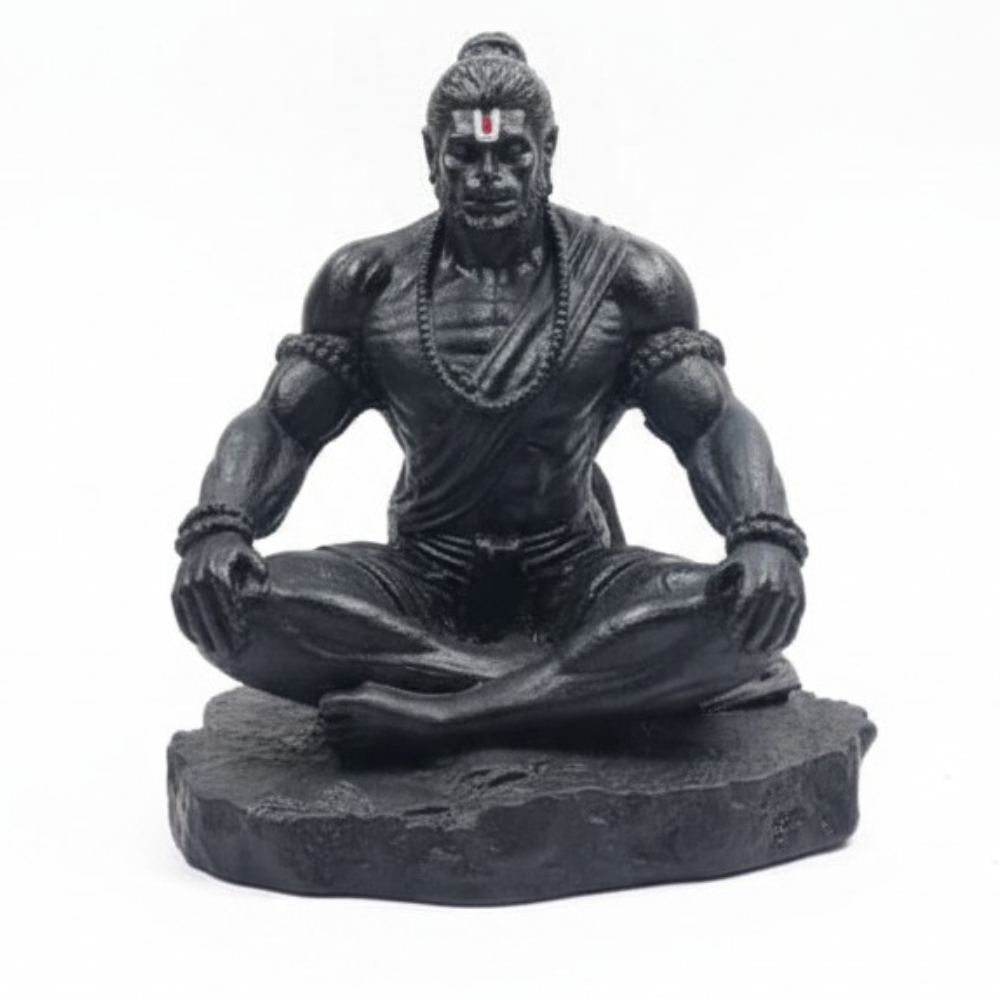 LL1.jpg Hanuman Idol for Car Dashboard, Home, Office Desk ?Hanuman Murti for for Pooja, Temple Showpiece, Decoration, Festivals and Gifting. (Golden, 10cm) (with PreInstalled Adhesive) - Image 1