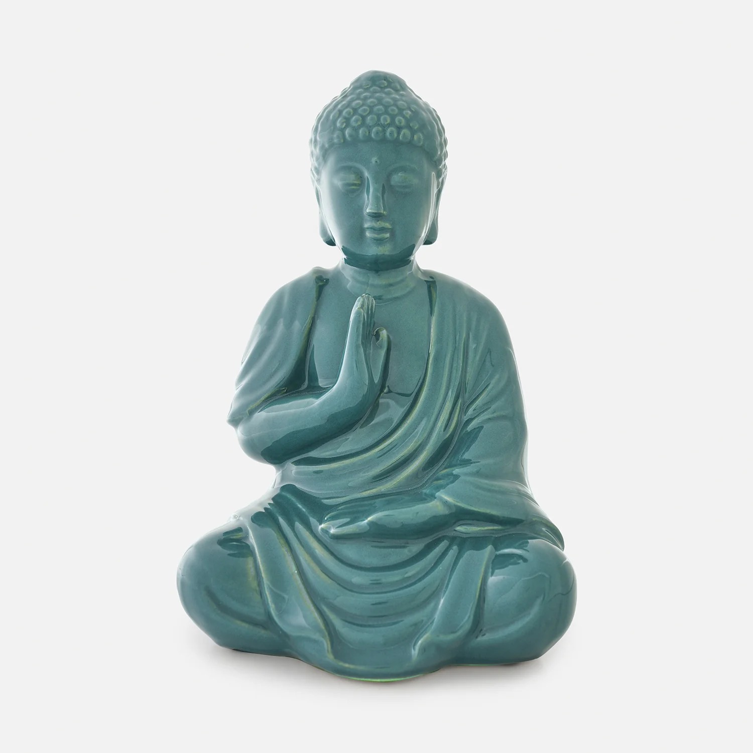 N1.jpeg Pack 1 Meditation Buddha Teal Premium Rare Handcrafted Polymarble Meditation/Dhyan White Buddha Statue Lord Figurine/Idol,Medium - Image 1